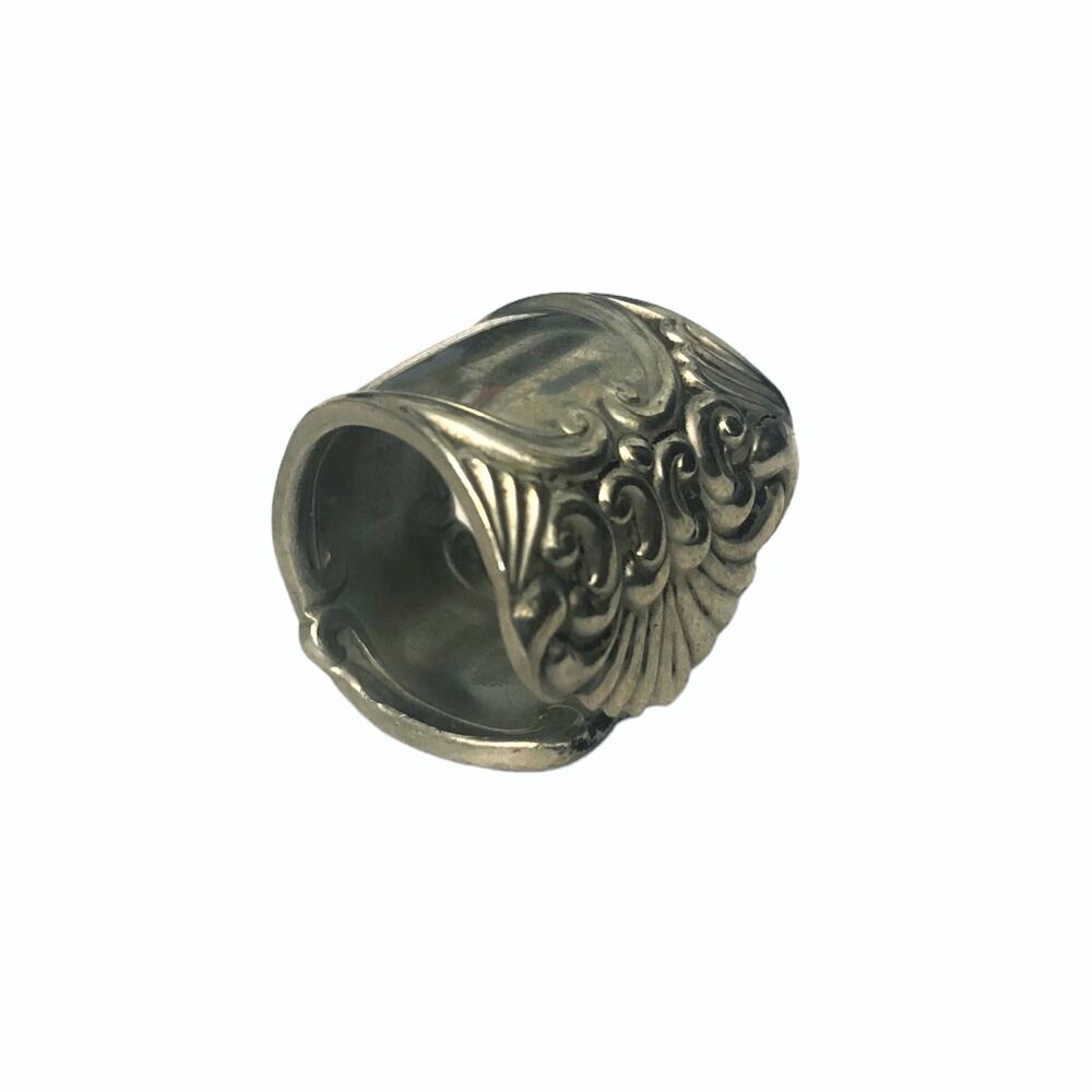 Silver Ring Twisted Spoon Wide Cuff Bespoke Statement Piece Fashion Jewelry 5.5